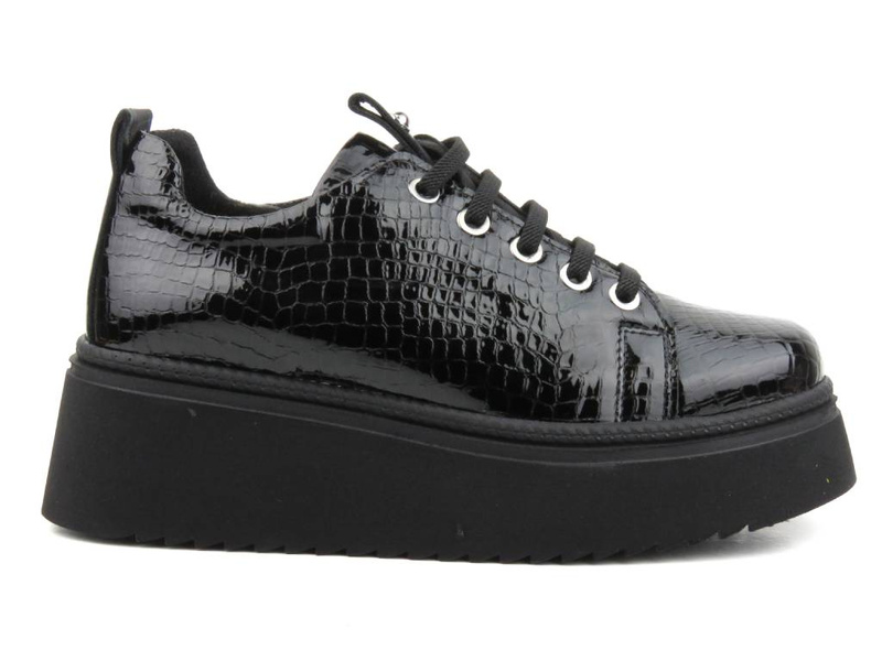 Sneakersy damskie na platformie - VENEZIA D23KA3360, czarne