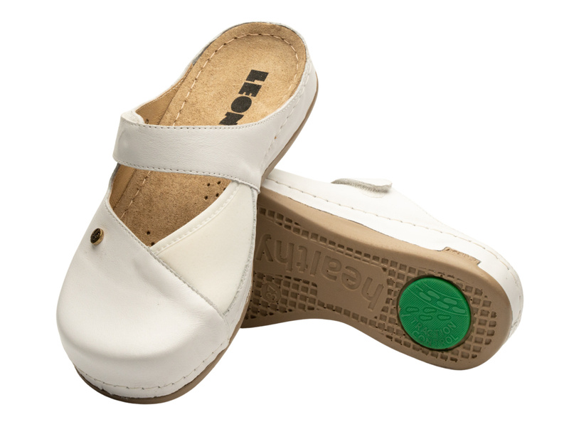 Skórzane Klapki Damskie Leon 953 białe