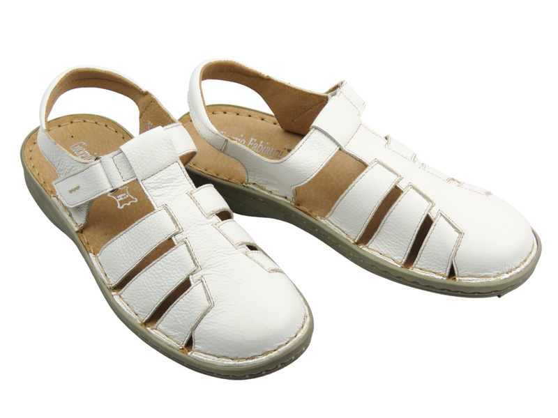 Skórzane sandały damskie białe Best-But 1426