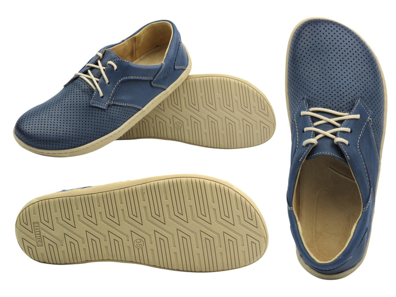 BareFoot skórzane minimalistyczne buty damskie ciemny granat Helios Komfort 715-2B