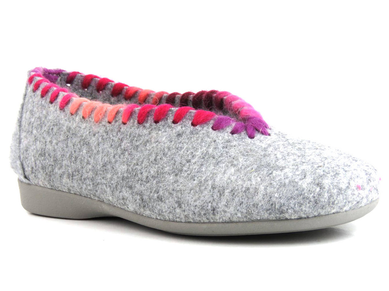 Ciepłe, filcowe kapcie damskie wysokie - MANITU 340029-91, szare