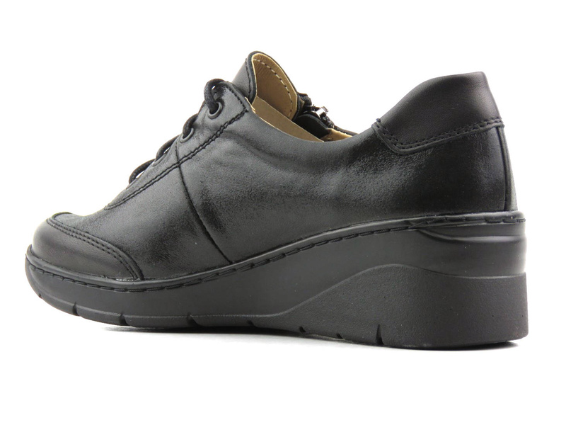 Wygodne półbuty damskie ze skóry - Helios Komfort 334S, czarne