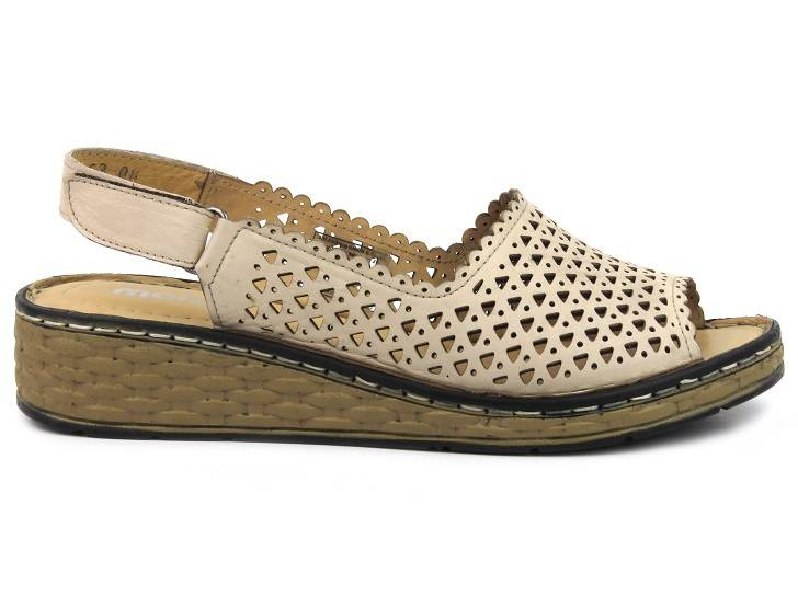 Sandały damskie z odkrytymi palcami - MANITU 910163-08, beżowe