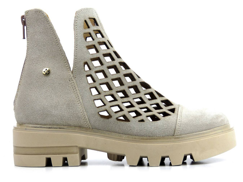 Lekkie botki damskie, workery wiosenne - MACIEJKA 05481, beżowe