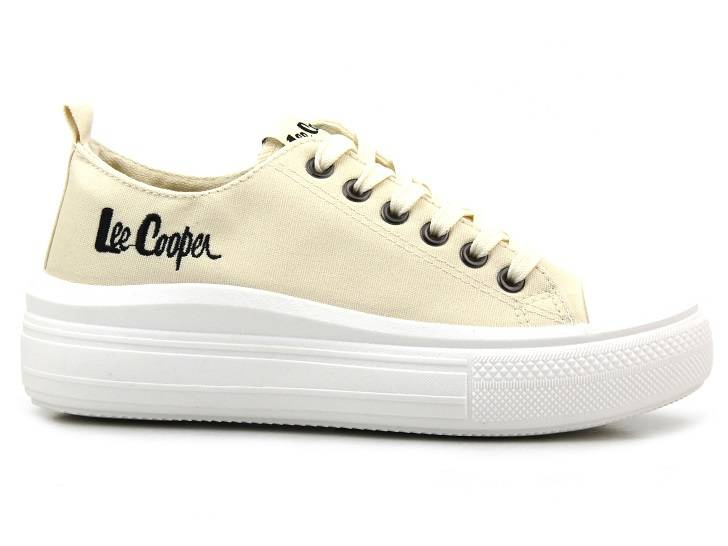 Trampki damskie na platformie - LEE COOPER LCW-23-44-1626L, beżowe