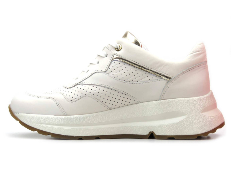 Sneakersy damskie ze skóry naturalnej - GEOX Respira D25FLA, białe