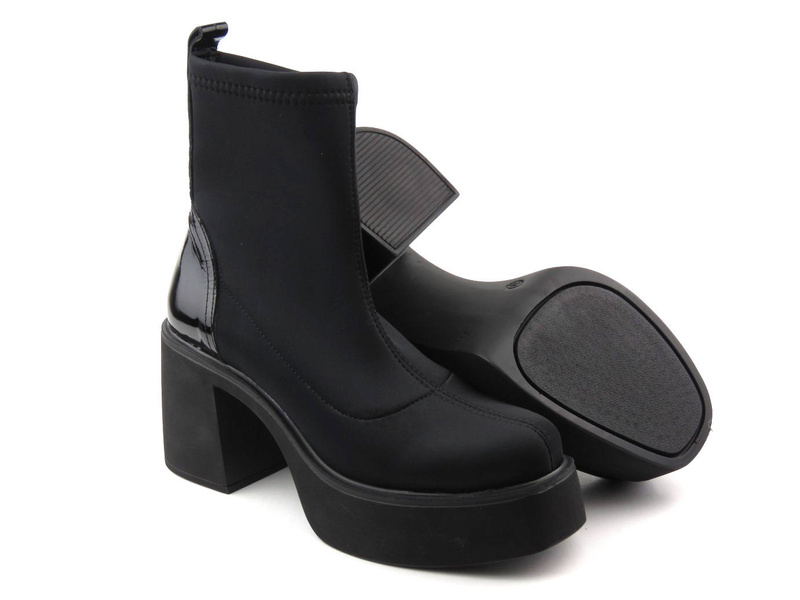 Czarne botki damskie na klocku - VENEZIA 843120600,