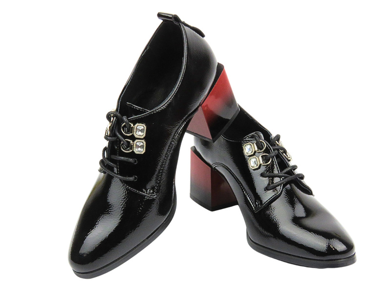 Eleganckie buty damskie na obcasie - Potocki 24-12304, czarne