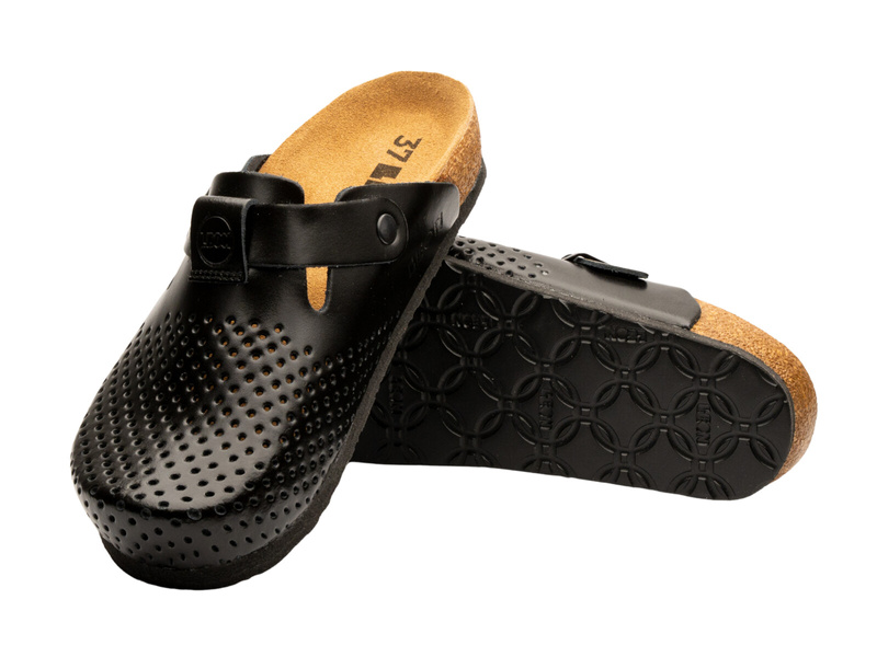 Skórzane Klapki Damskie Leon 4250, czarne