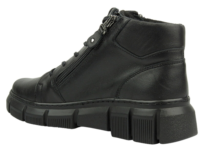 Skórzane botki damskie o wysokiej tęgości (H) - AXEL KOSELA 4487/9793, czarne