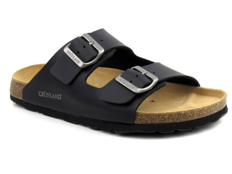 Klapki męskie z zapięciem na klamrę - GRUNLAND CB3013-40, czarne