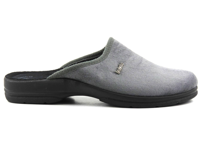 Kapcie męskie z welurową cholewką - INBLU PO-75, szare