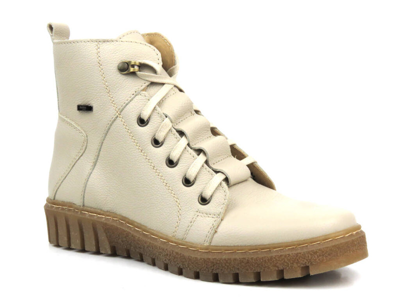 Trapery damskie ocieplane wełną - HELIOS Komfort 577, ecru