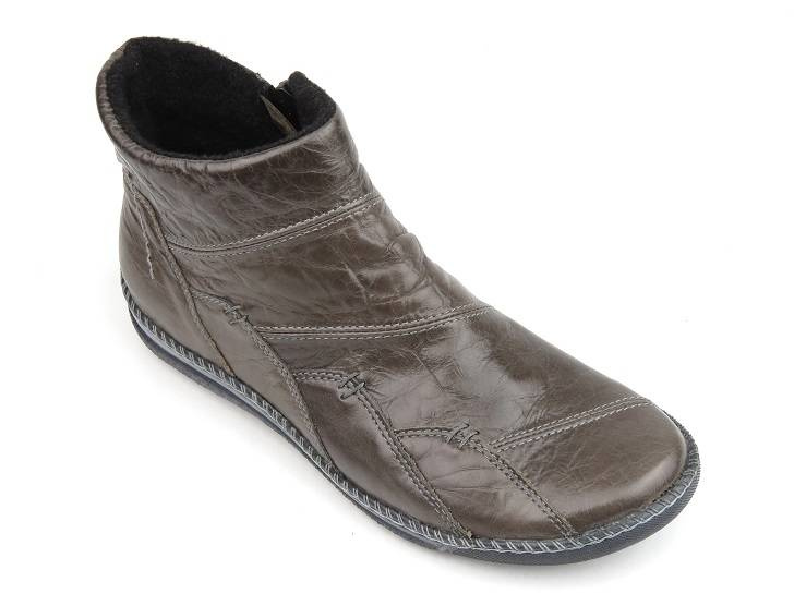 Skórzane botki damskie HELIOS 742, szare