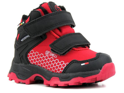 Trekkingi, buty zimowe dziecięce SoftShell - AMERICAN CLUB HL 33/21, czarno-czerwone