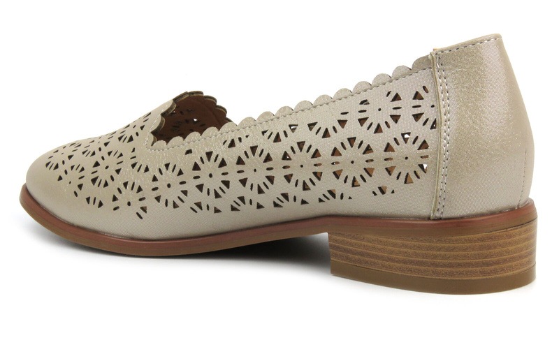 Półbuty, mokasyny damskie Potocki 24-12320, złote