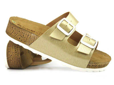 Klapki damskie na klamry - INBLU NM-28, złote