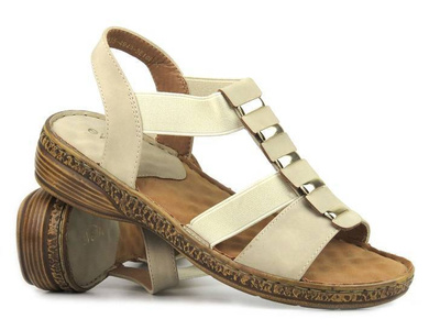 Sandałki damskie z gumkami - Evento 22SD35-4940, beżowe