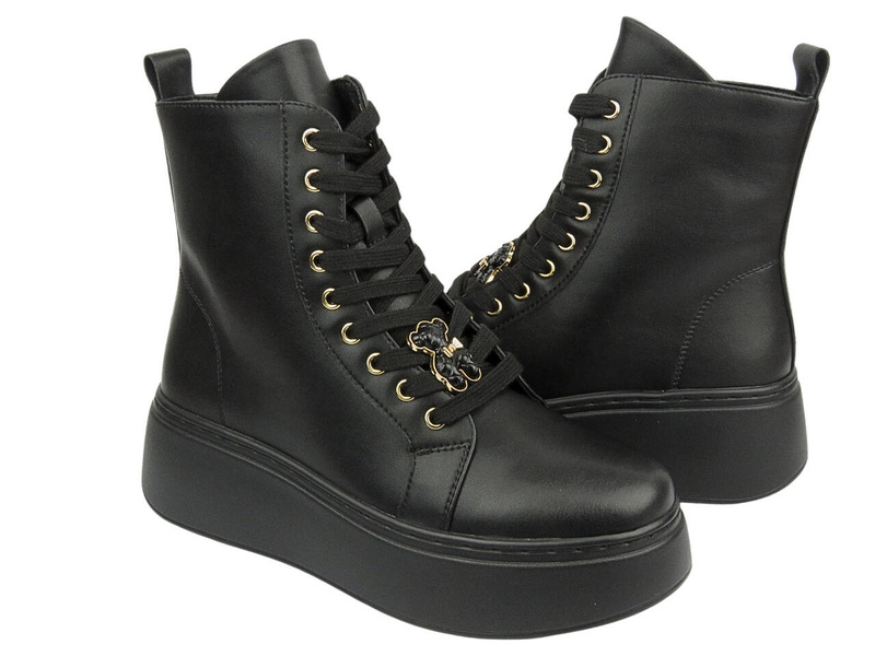 Botki damskie na platformie - Vinceza 66701, czarne