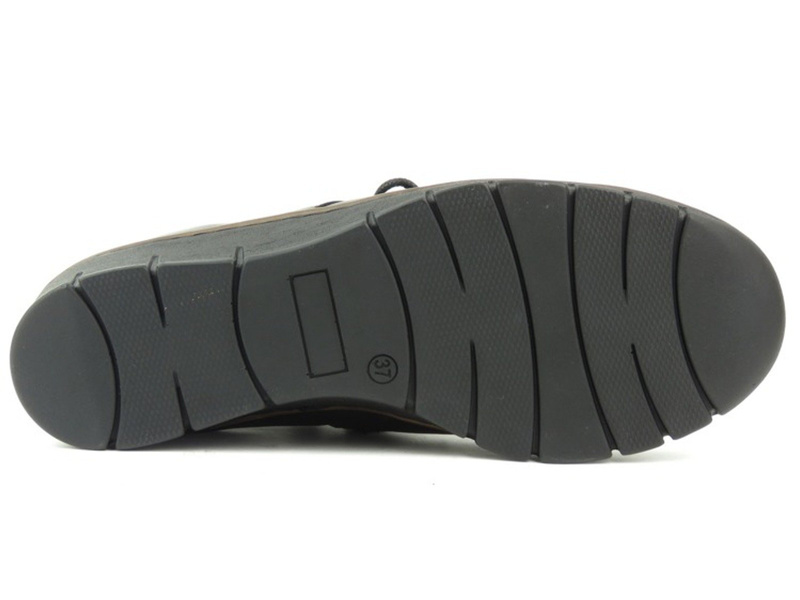 Skórzane trzewiki damskie z polarem - HELIOS Komfort 538, czarne