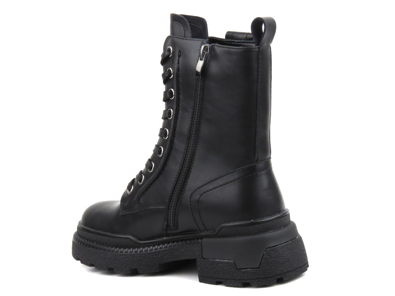 Skórzane trapery, botki damskie - Artiker 53C0242, czarne