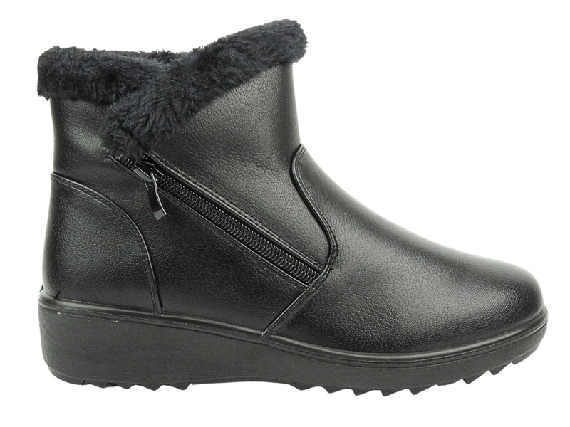 Ciepłe botki damskie - Unisoft 24BT02-7980, czarne