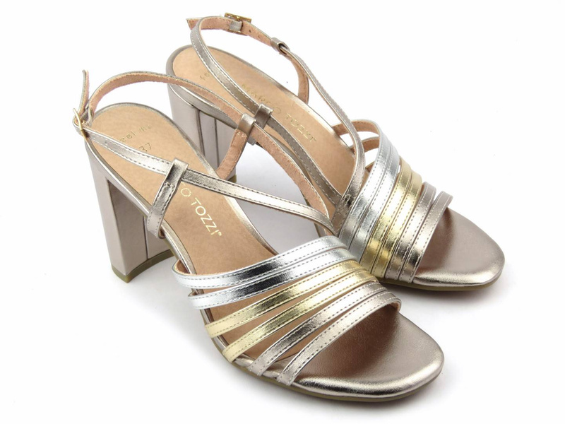 Sandały damskie na słupku - Marco Tozzi 28324, różowe