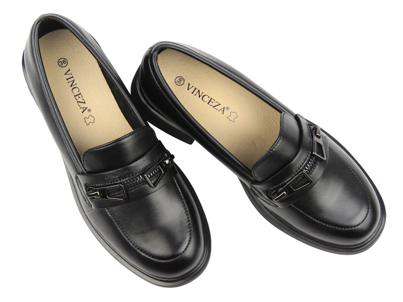 Eleganckie mokasyny damskie Vinceza 39965, czarne