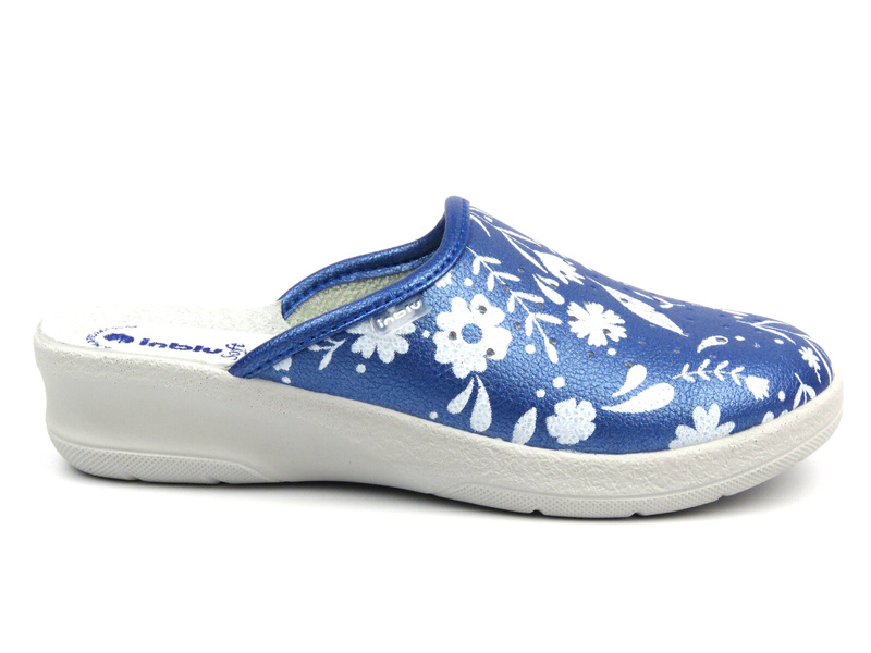 Klapki damskie medyczne ze skórzaną wkładką - Inblu 50-51, ciemnoniebieskie