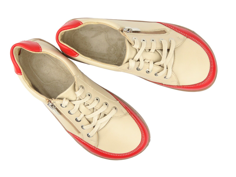 Barefoot skórzane minimalistyczne półbuty damskie Helios Komfort 470, czerwone