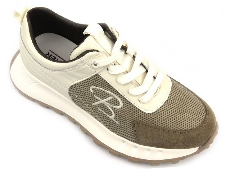 Sneakersy damskie sznurowane - Artiker 54C1468, biało- beżowe