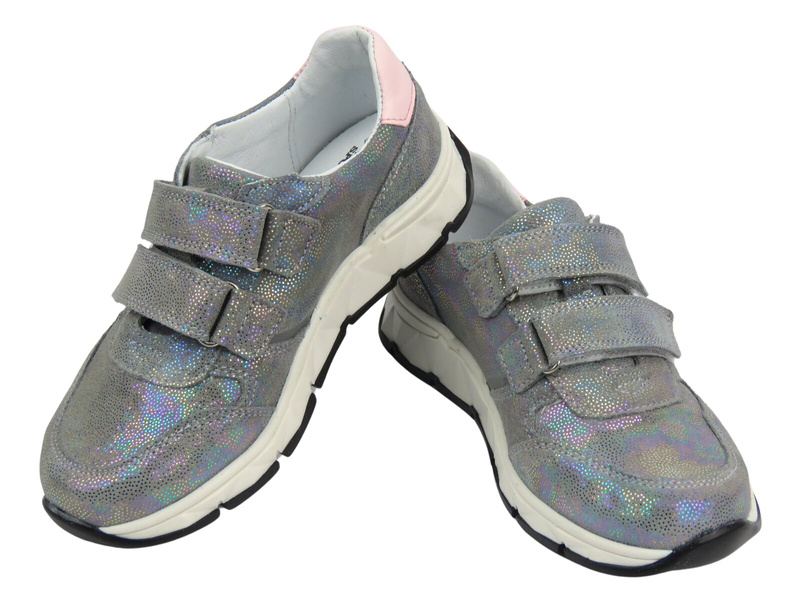 Buty sportowe dziecięce na rzepy - Jamet 395, srebrne