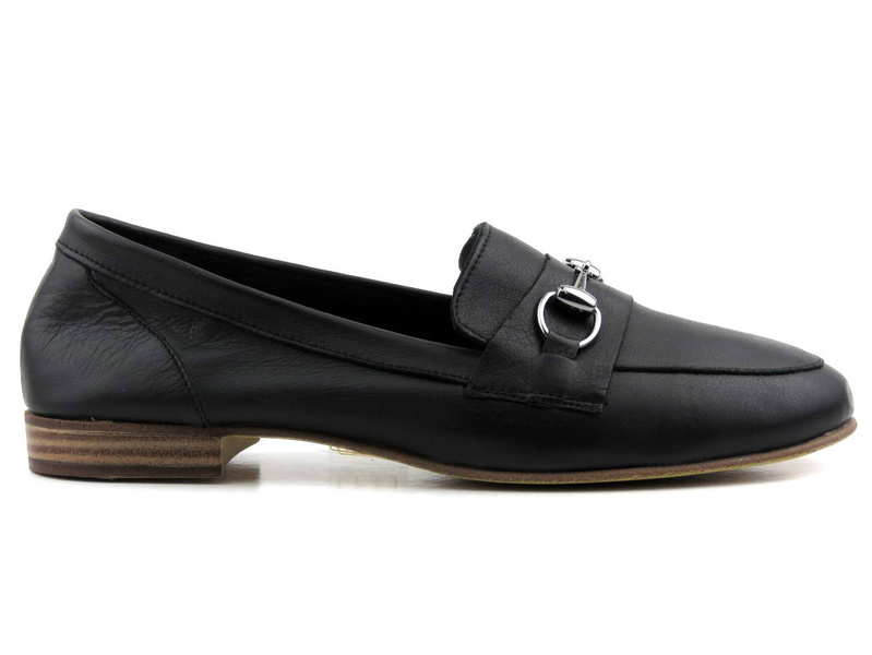 Mokasyny pensówki damskie z miękkiej skóry - VENEZIA 2001S, czarne