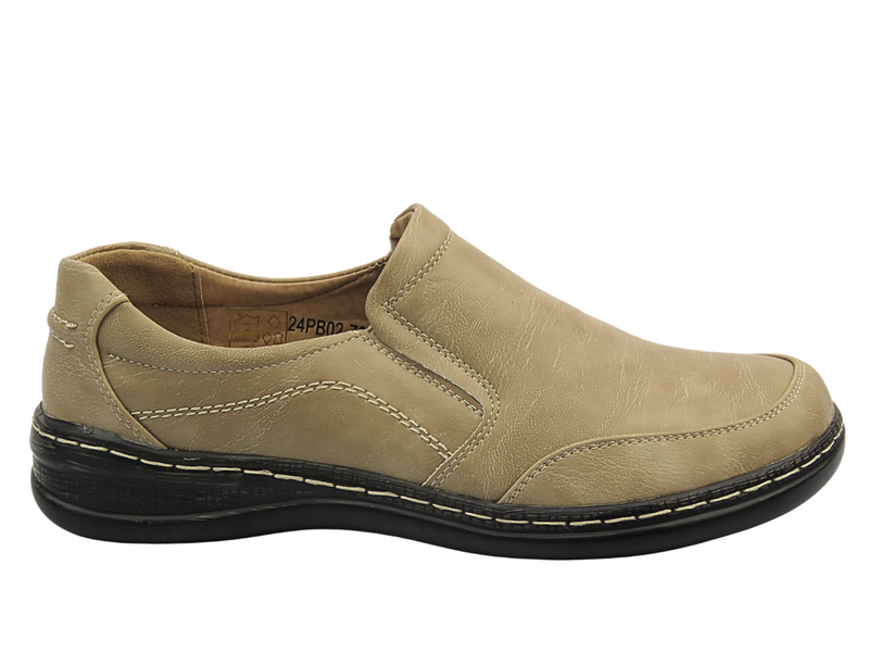 Wygodne półbuty damskie wsuwane beżowe UNISOFT 24PB02-7021