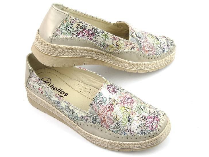 Skórzane półbuty damskie odkryte - HELIOS Komfort 366S, złote