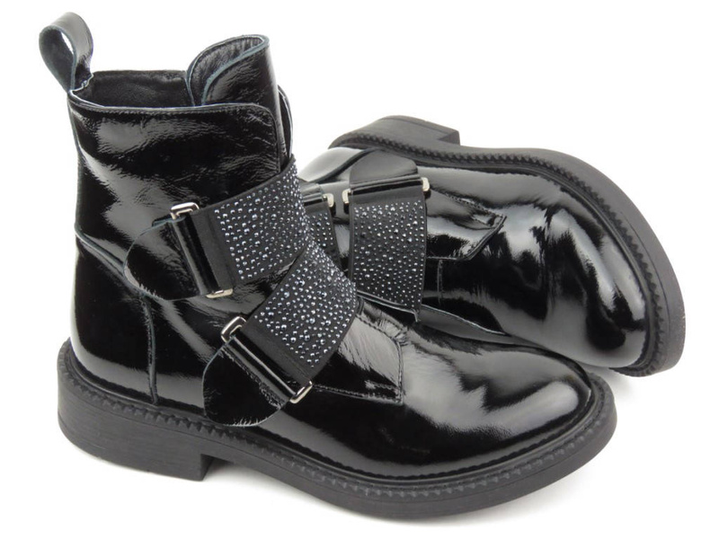 Botki damskie lakierowane - VENEZIA G0441215, czarne
