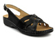 Skórzane sandały damskie na platformie - HELIOS Komfort 134, czarne