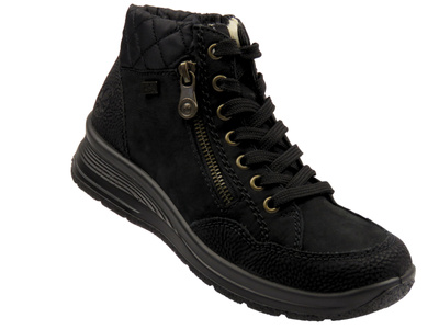 Botki damskie ocieplane - RIEKER L7701-00, czarne