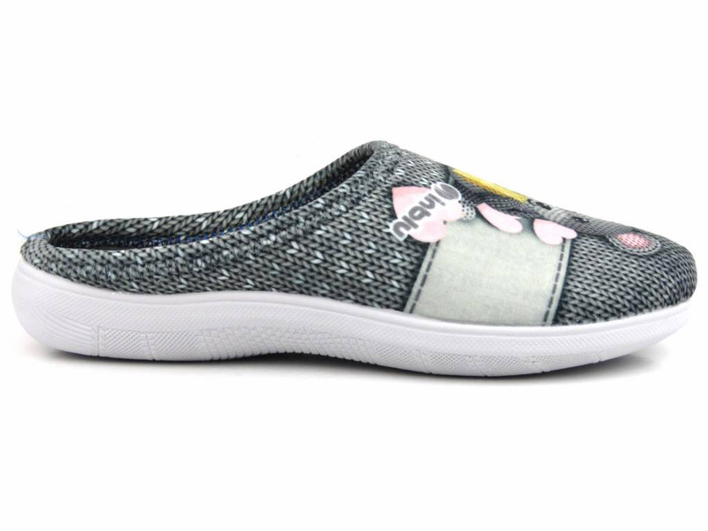 Kapcie damskie na prezent - INBLU CAMILLE, szare z myszką