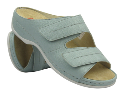 Wysokojakościowe Klapki Damskie Na Rzepy - BERKEMANN DARIA 01002-588, Niebieskie