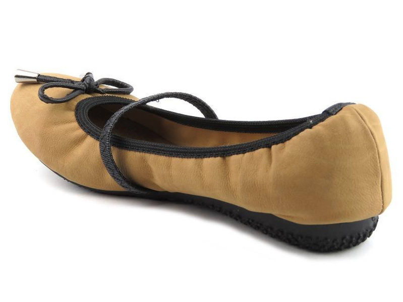 Baleriny dziecięce z gumką - MSTVOGUE 209-S66, brązowe