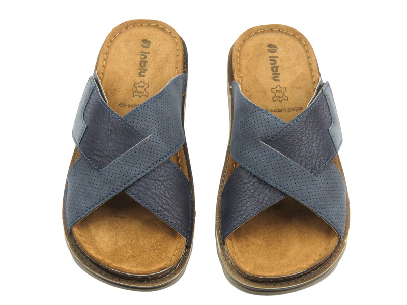 Wygodne klapki męskie na rzep - INBLU BU-17, granatowe