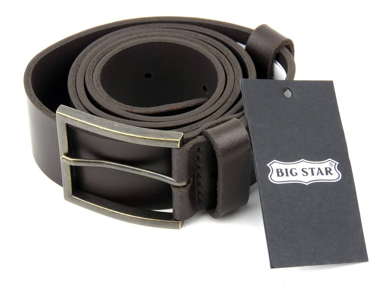 Pasek męski ze skóry naturalnej - BIG STAR II675053, brązowy 105 cm