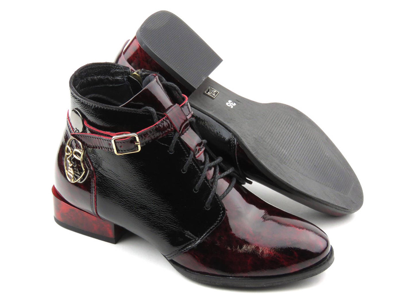 Oryginalne botki damskie na niskim obcasie - MACIEJKA 5743A-23, bordowe