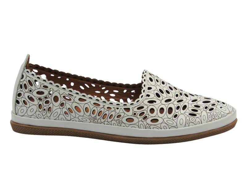 Skórzane półbuty damskie polskiej marki białe Nika Komfort H-477