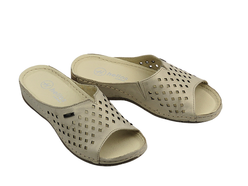 Wygodne, miękkie klapki damskie złote HELIOS Komfort 105-2