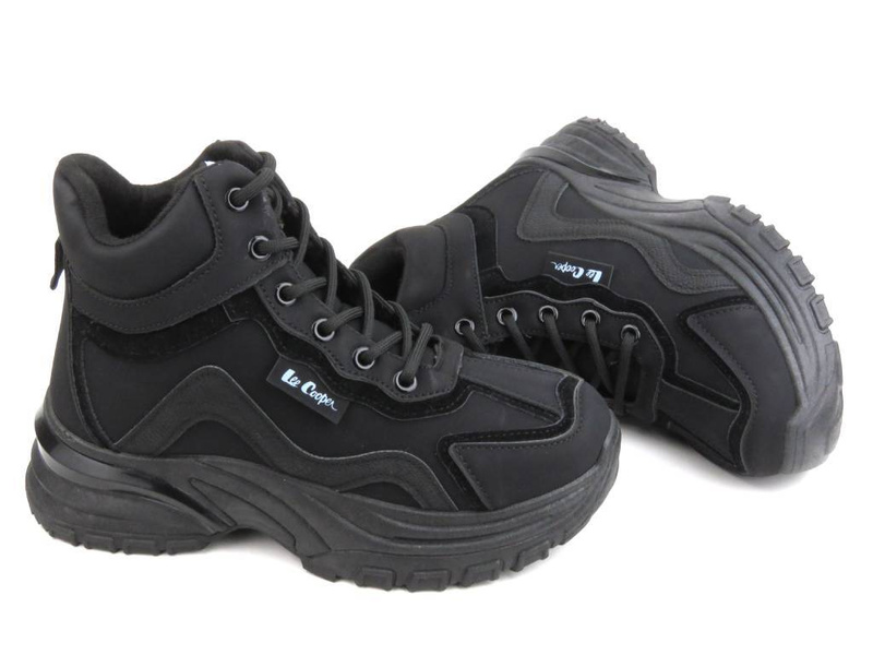 Trapery, śniegowce damskie na platformie - LEE COOPER LCJ-23-44-1976L, czarne