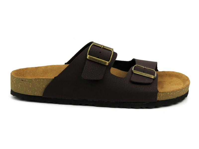 Klapki męskie z klamrami - INBLU Ricibi, brązowe