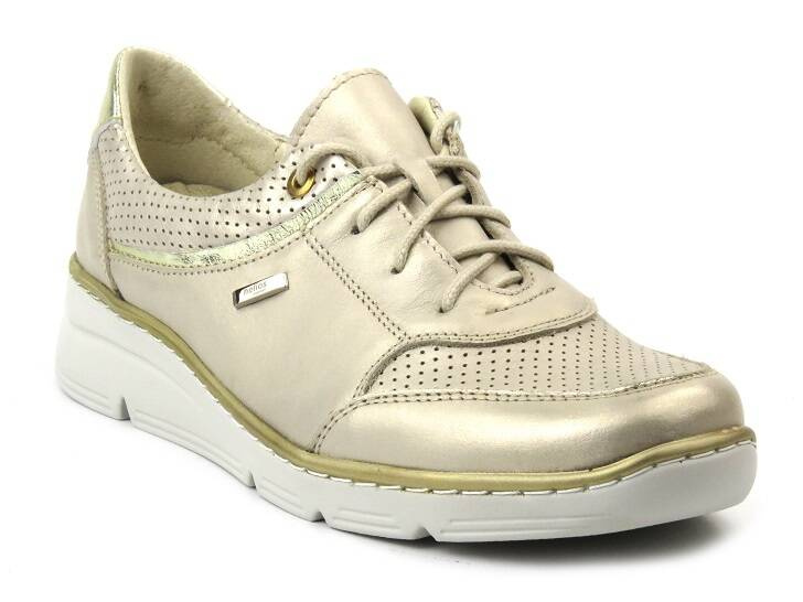 Skórzane półbuty damskie w stylu sportowym - HELIOS Komfort 386, złote