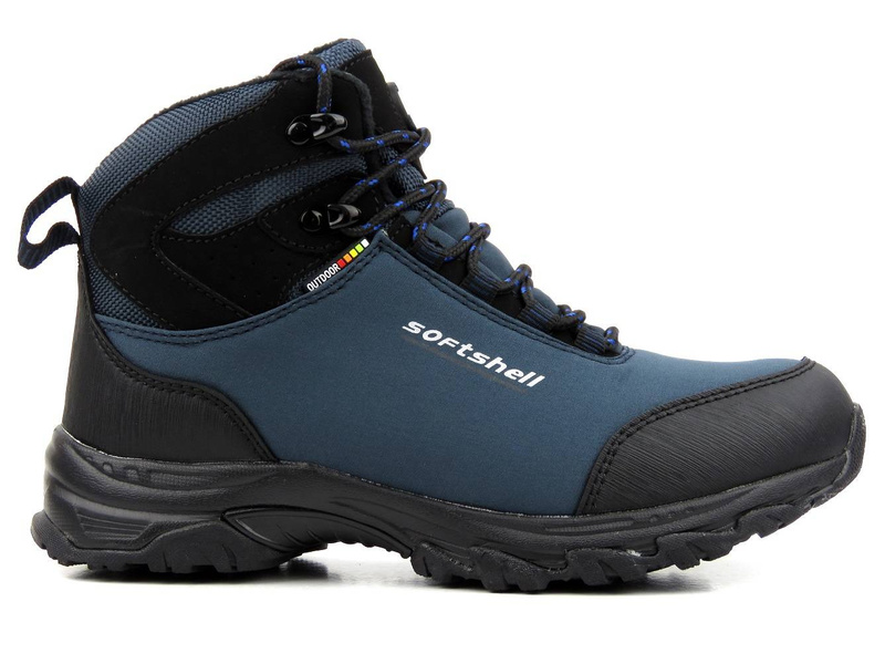 Ciepłe trekkingi damskie z tkaniną Soft Shell - AMERICAN CLUB WT59/21(22), granatowe